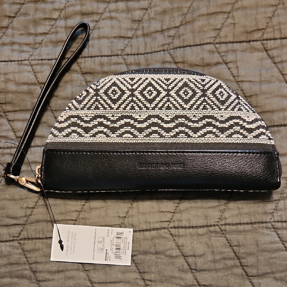 Elizabeth and James Black and White Patterned Wristlet